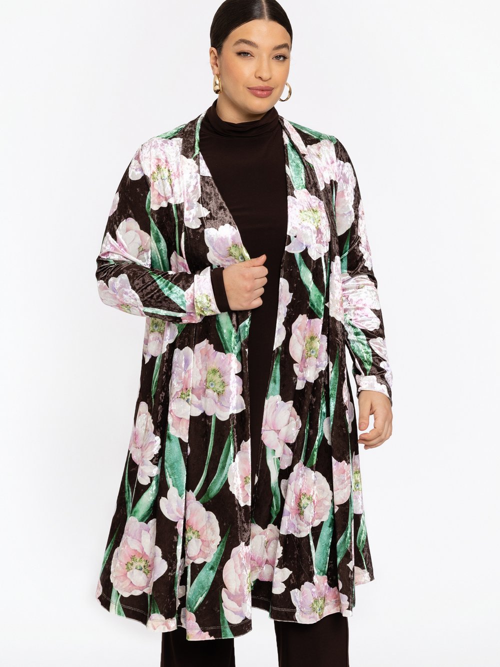 YOEK Strickjacke Damen braun bedruckt, 54-56