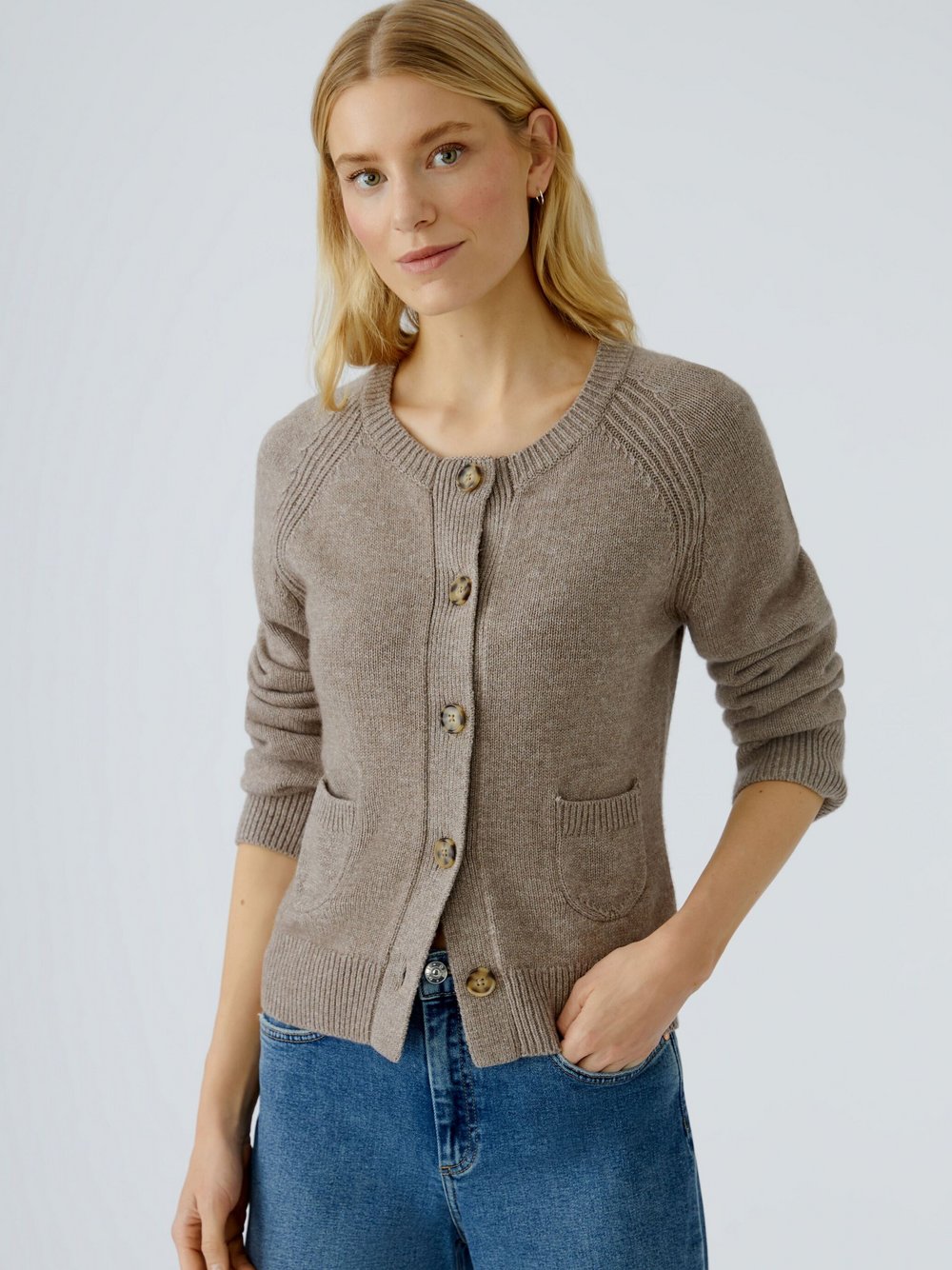 Thumbnail - Oui Strickjacke Damen Wolle braun, 38
