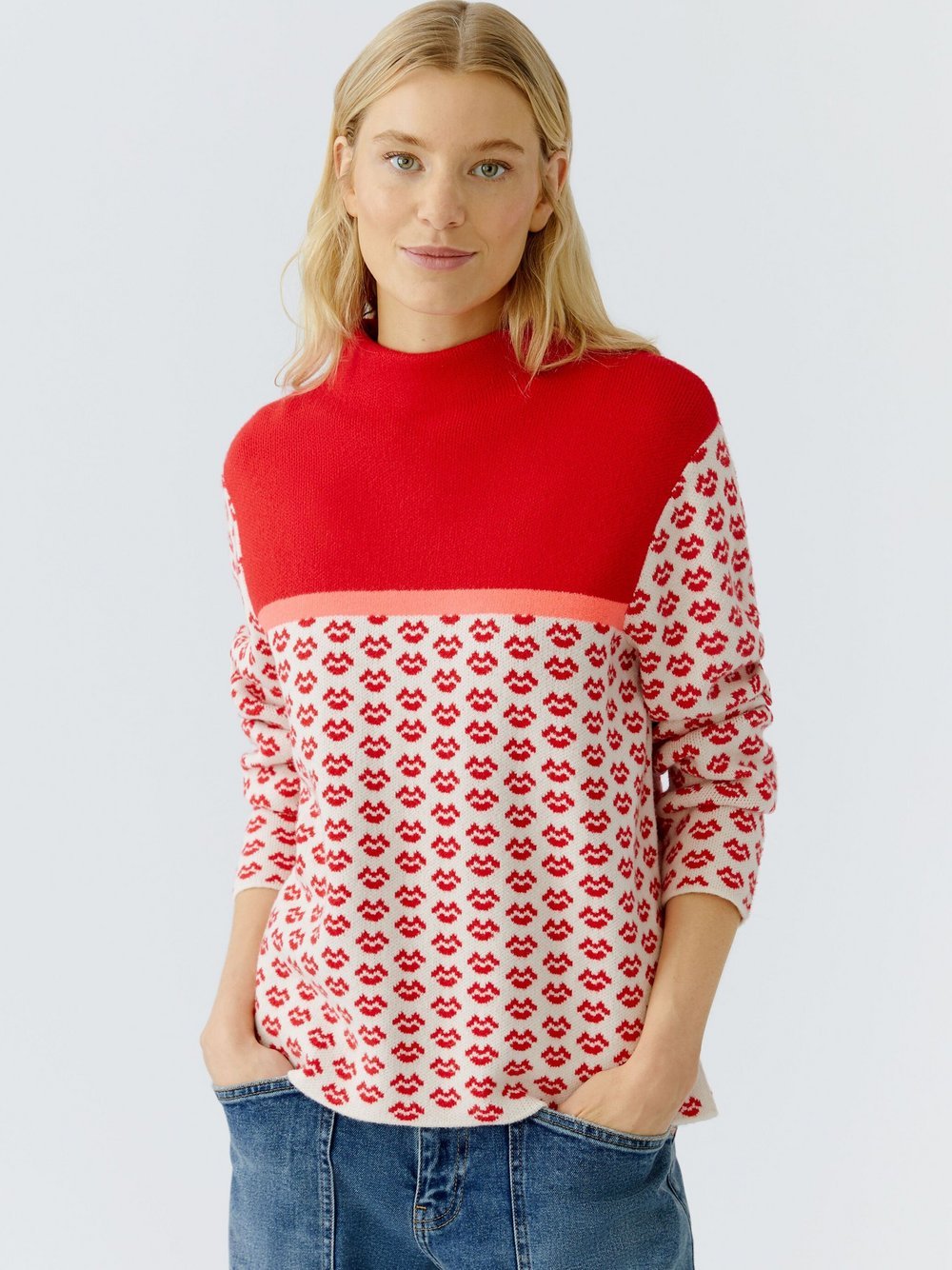 Thumbnail - Oui Pullover Damen Viskose rot, 36