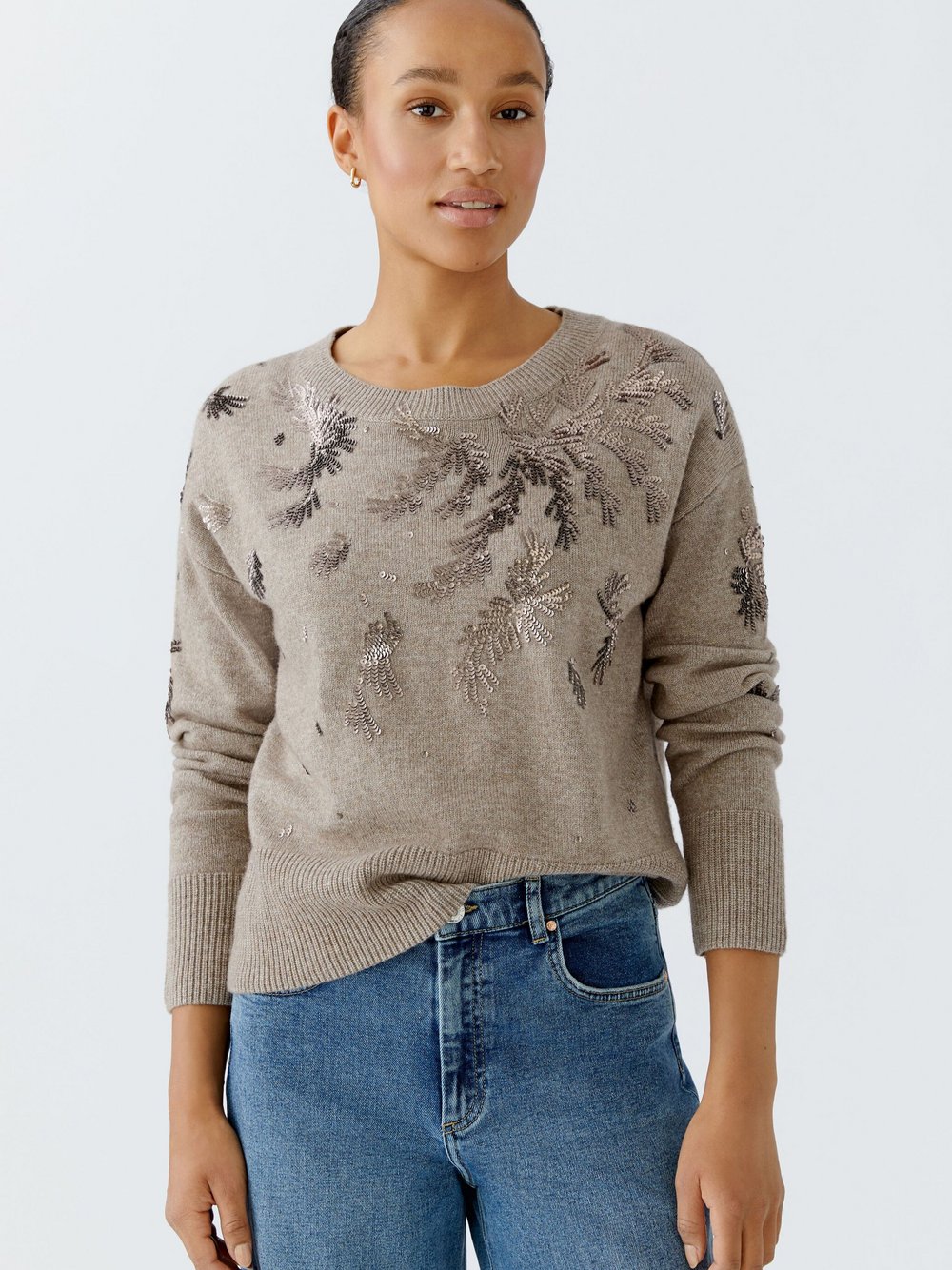 Thumbnail - Oui Pullover Damen Wolle braun, 36