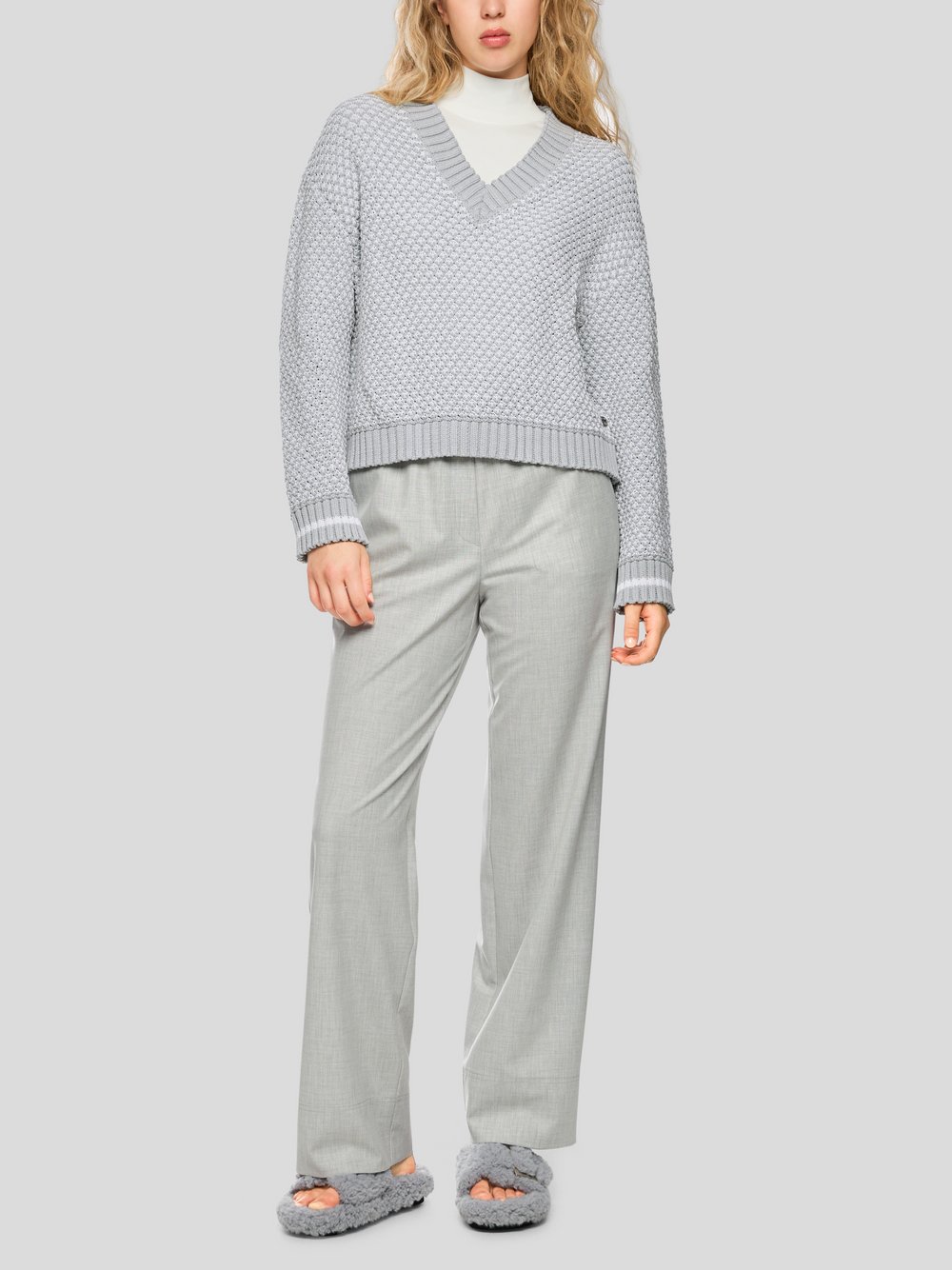 Marc Cain Pullover Damen Baumwolle grau strukturiert, 36
