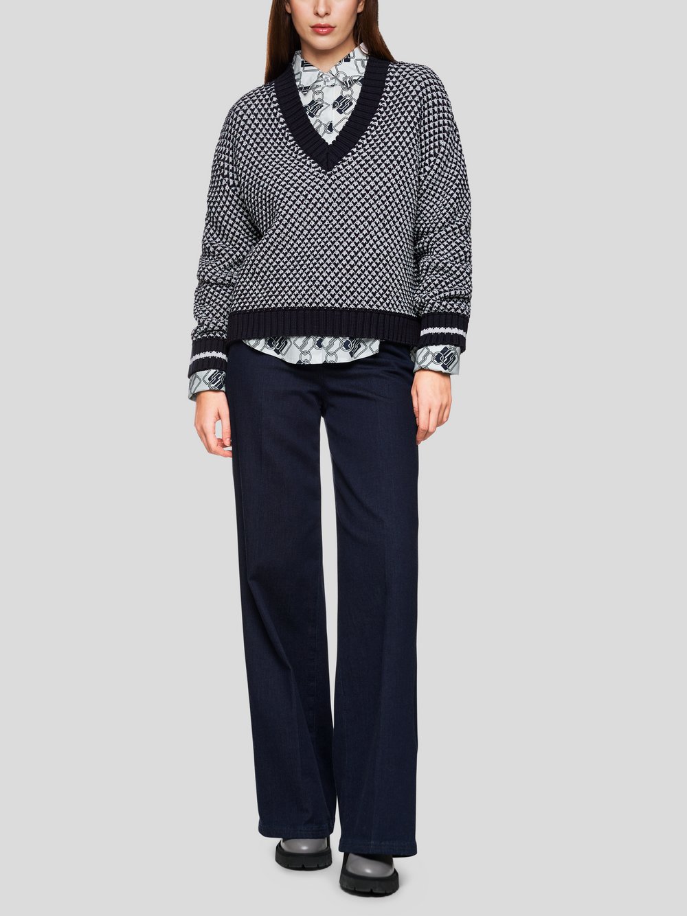 Thumbnail - Marc Cain Pullover Damen Baumwolle blau gemustert, 38