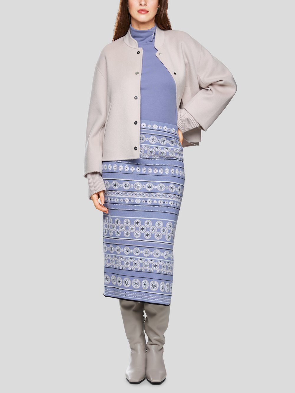 Marc Cain Rock Damen Schurwolle lila gemustert, 36