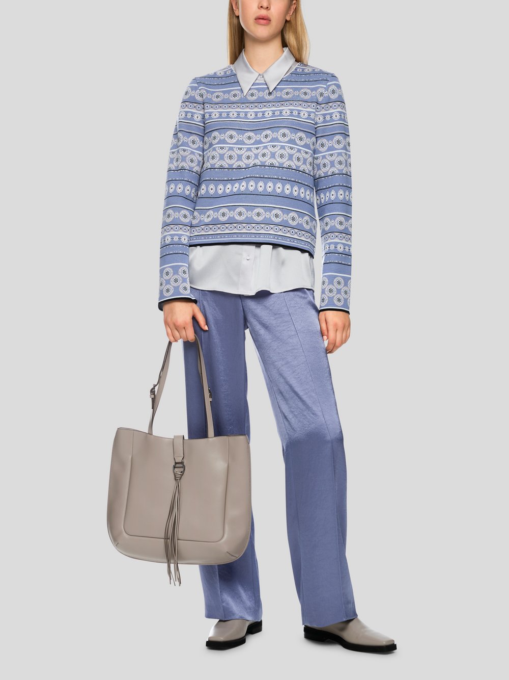 Thumbnail - Marc Cain Pullover Damen Schurwolle lila gemustert, 42