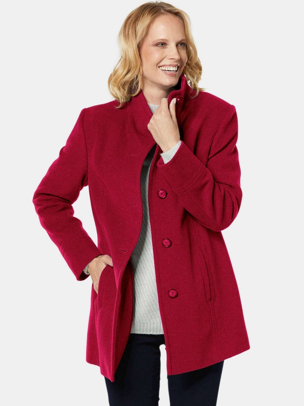 Thumbnail - Goldner Wolljacke Damen rot, 44