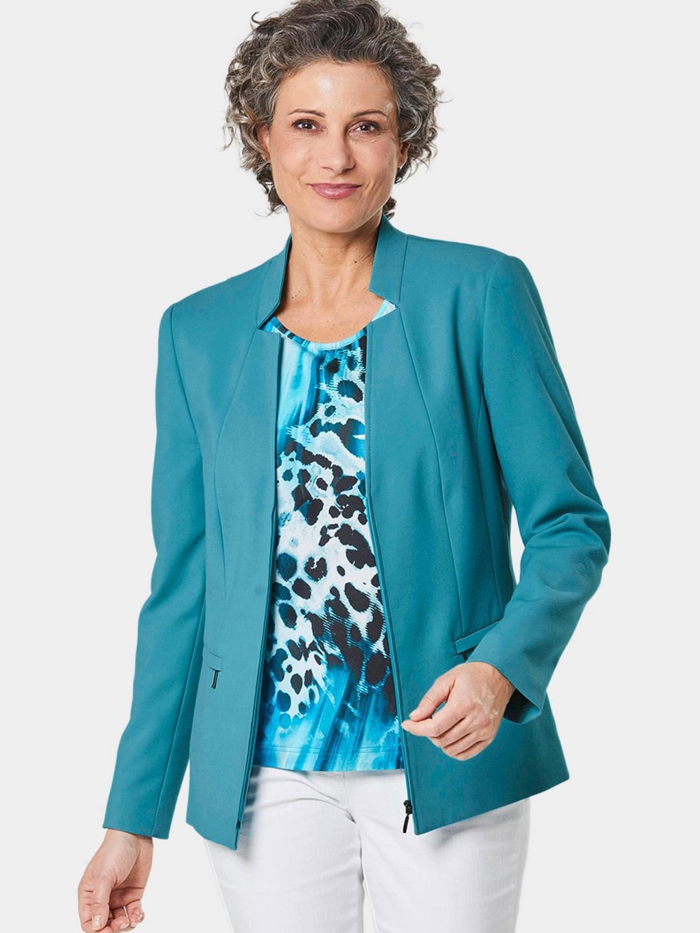 Thumbnail - Goldner Blazer Damen mehrfarbig, 52