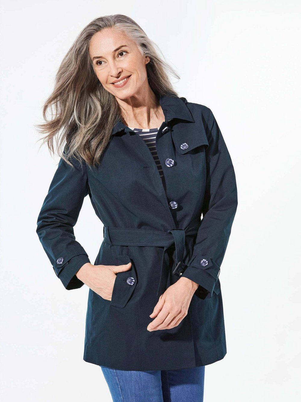 Goldner Kurzmantel Damen blau, 44