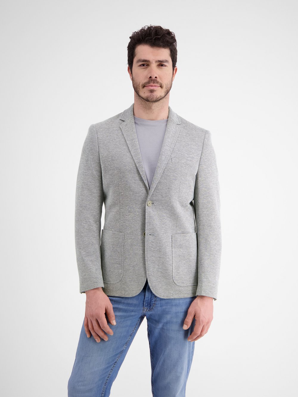LERROS Jersey Sakko Herren Regular Fit Baumwolle grau, 56
