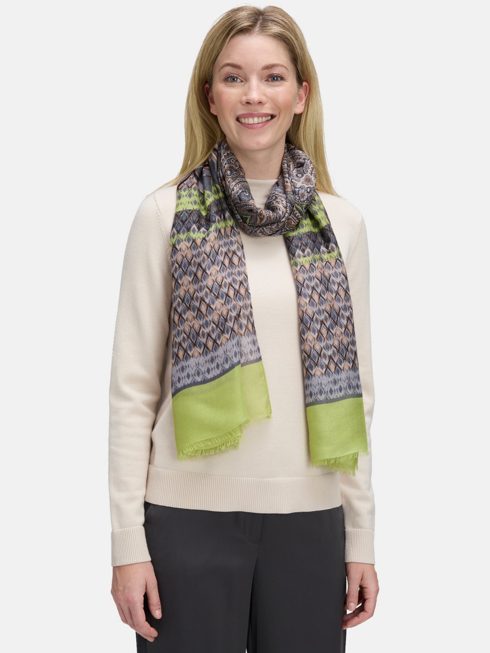 Betty Barclay Schal Damen Viskose grau gemustert, ONE SIZE