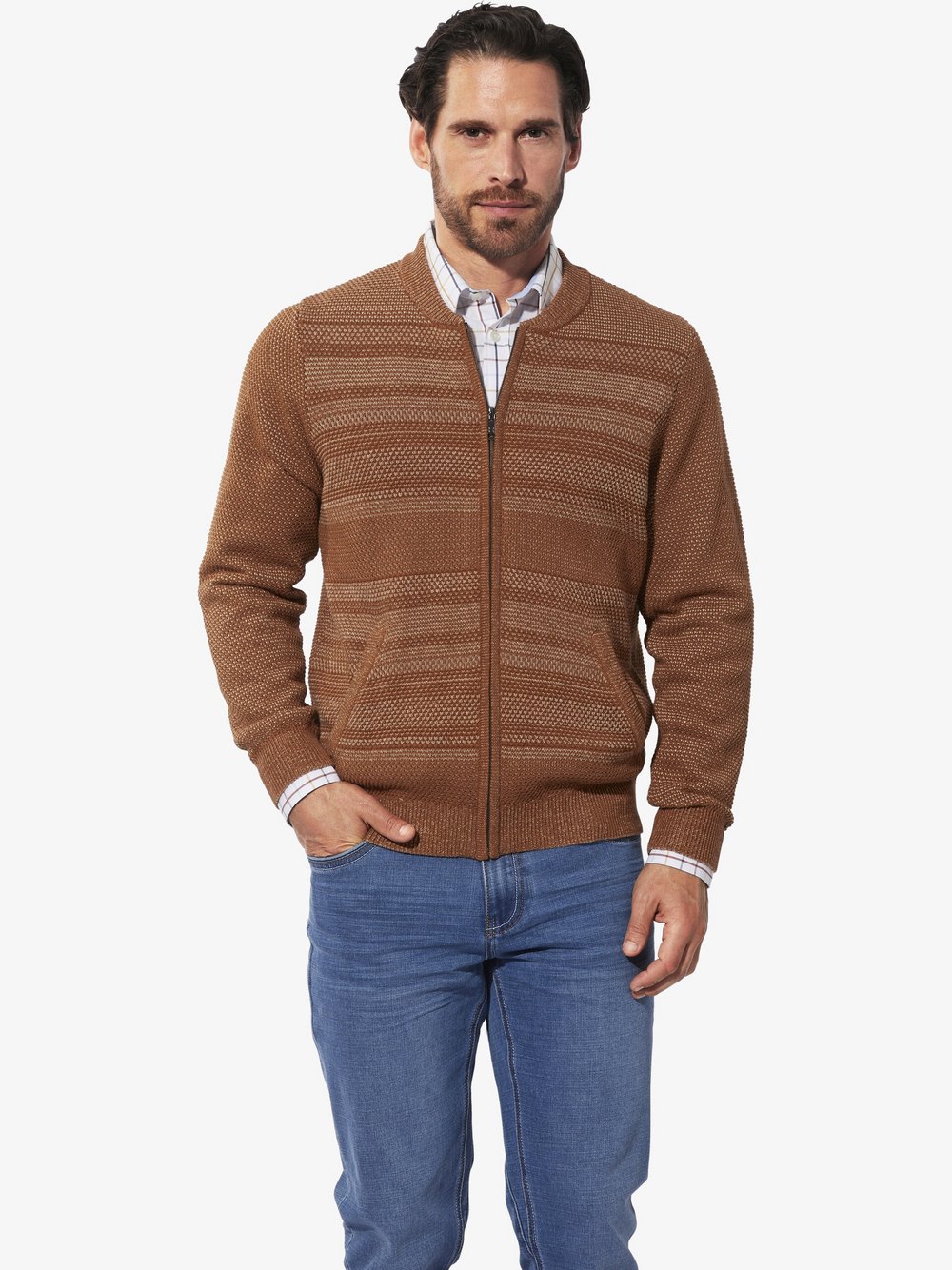 Thumbnail - BABISTA Strickjacke Herren Baumwolle braun gemustert, S