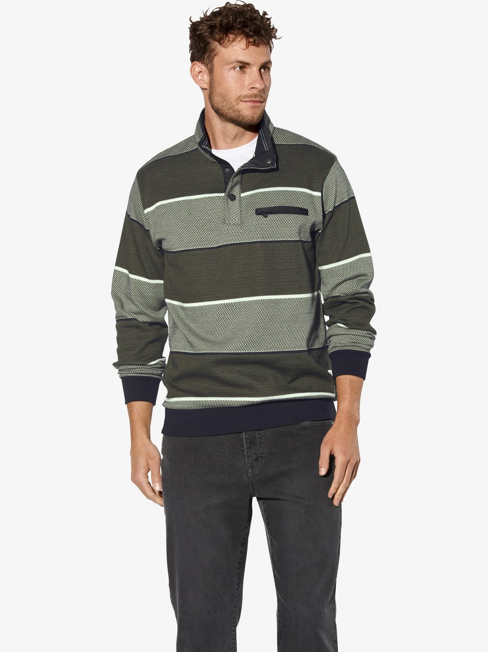 Thumbnail - BABISTA Sweatshirt Herren Baumwolle grün gestreift, M