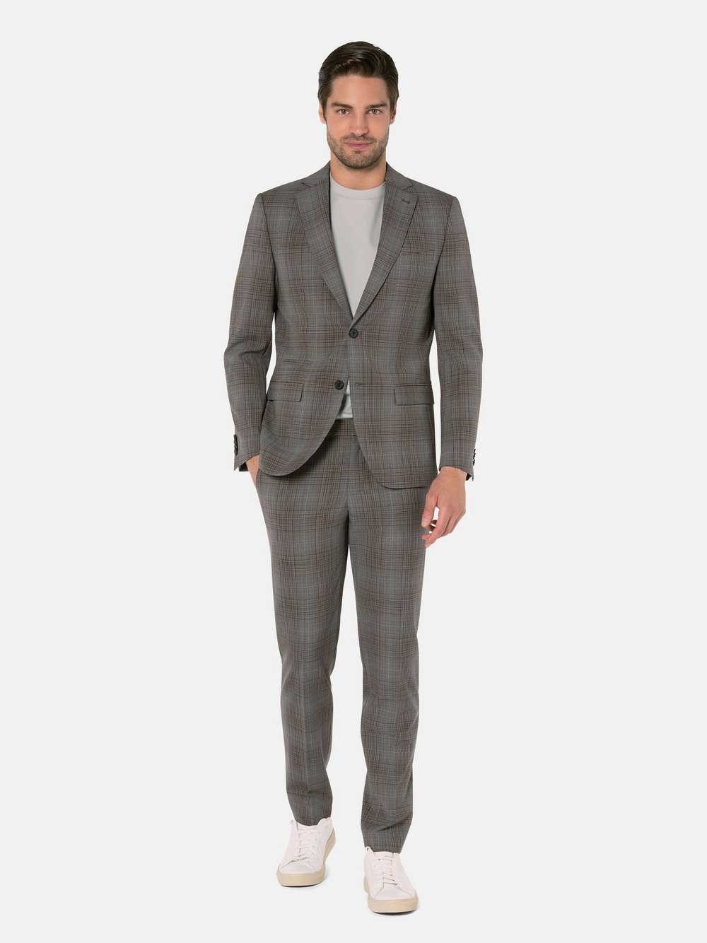 Benvenuto Anzugsakko Herren Slim Fit braun kariert, 90
