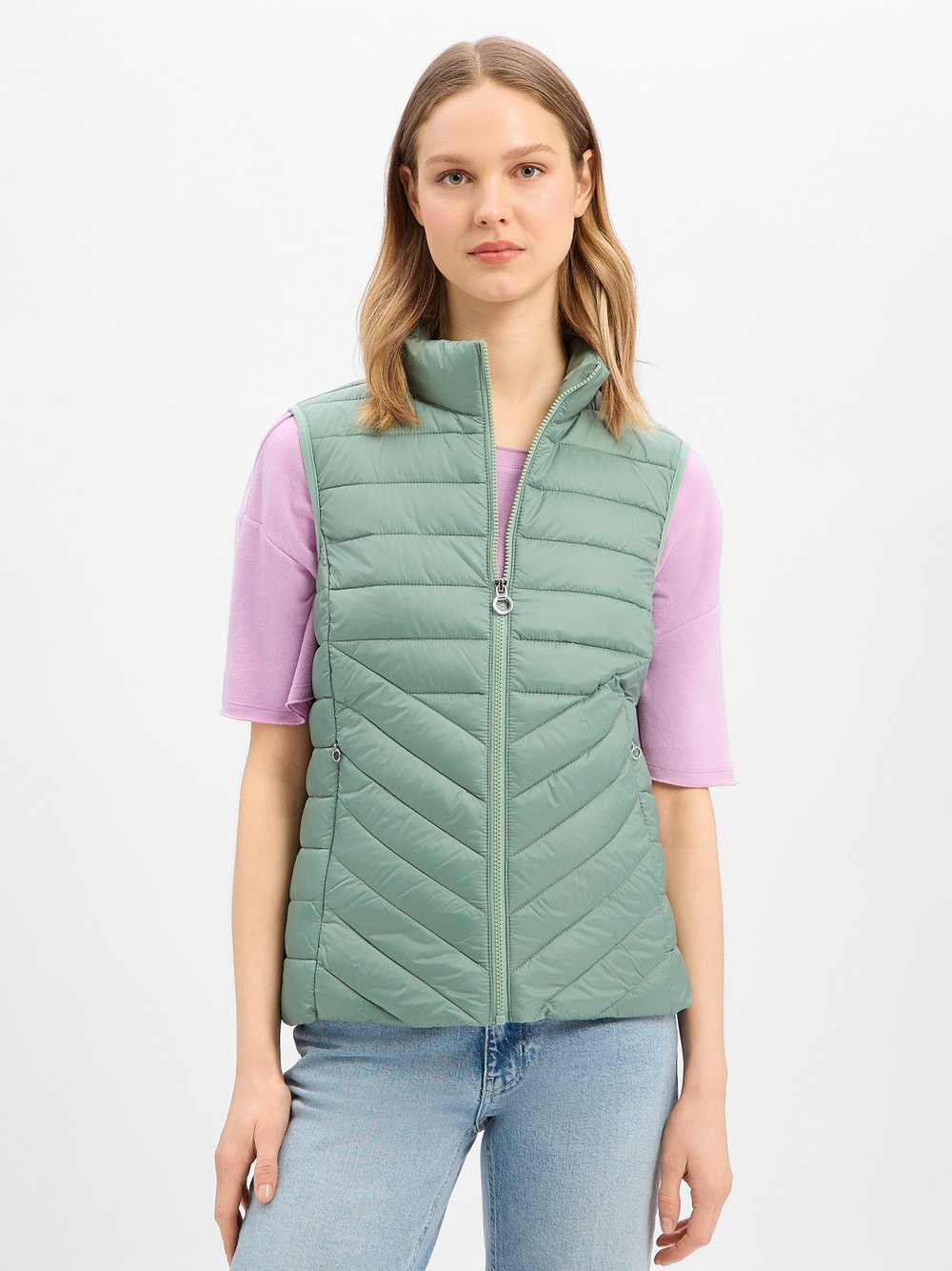 Thumbnail - Leichte Steppweste mit Stehkragen und Packfunktion