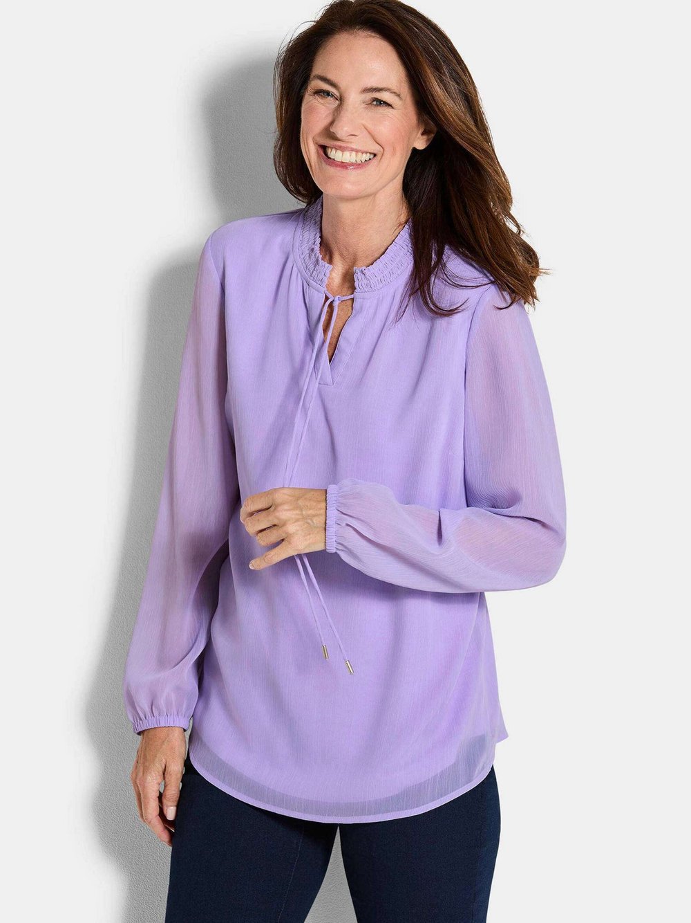 Goldner Chiffonbluse Damen lila, 52