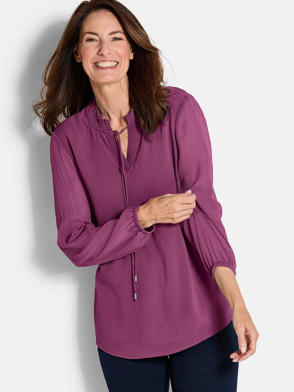 Goldner Chiffonbluse Damen lila, 46