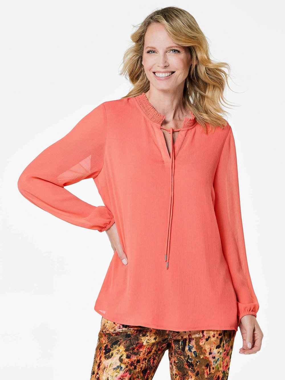 Goldner Chiffonbluse Damen rot, 50