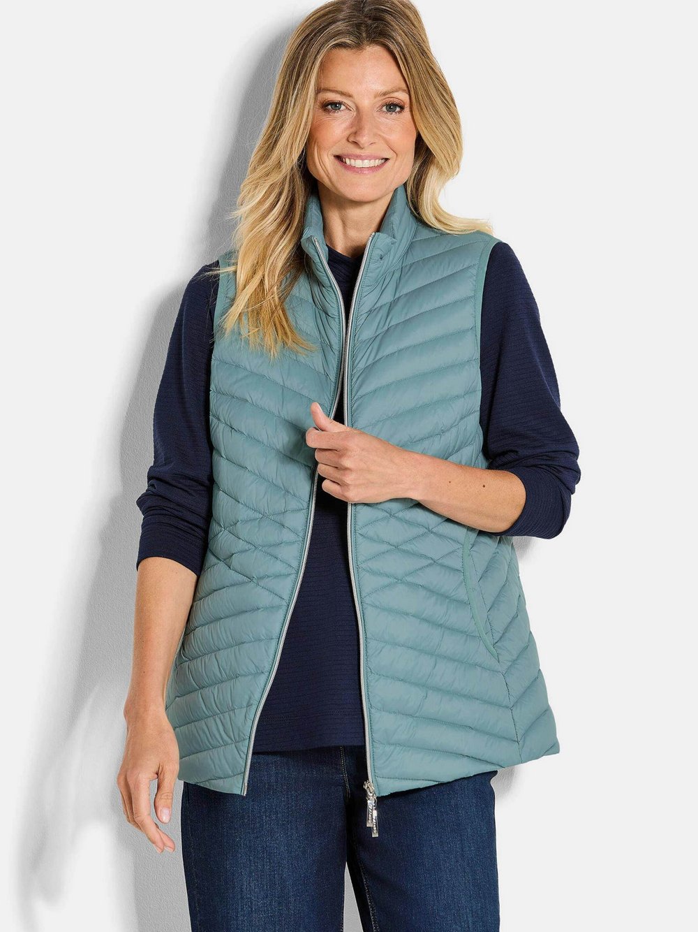 Goldner Steppweste Damen Polyamid grün, 38