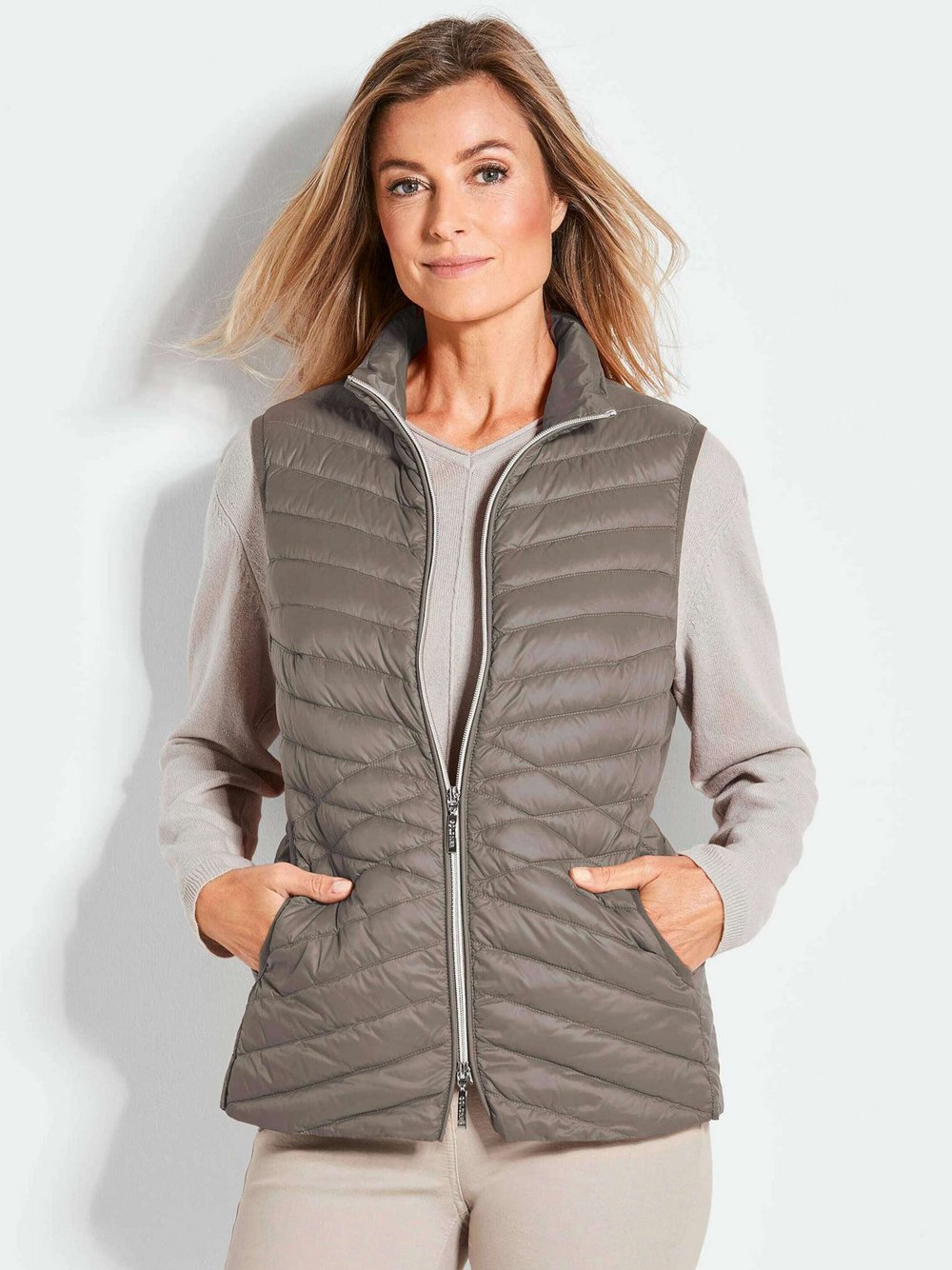 Goldner Steppweste Damen Polyamid braun, 44