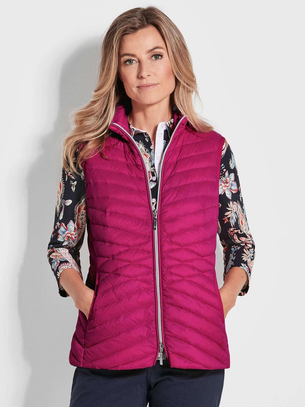 Goldner Steppweste Damen Polyamid pink, 52