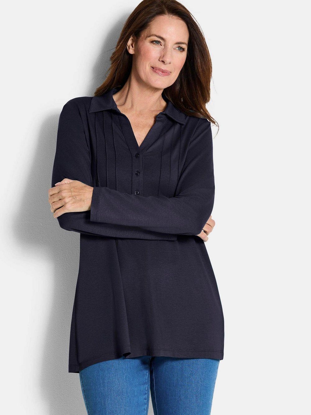 Goldner Tunikashirt Damen Viskose blau, 52