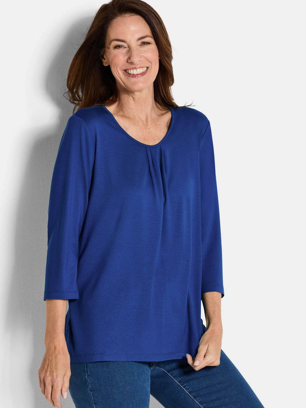 Goldner Blusenshirt Damen Viskose blau, 44