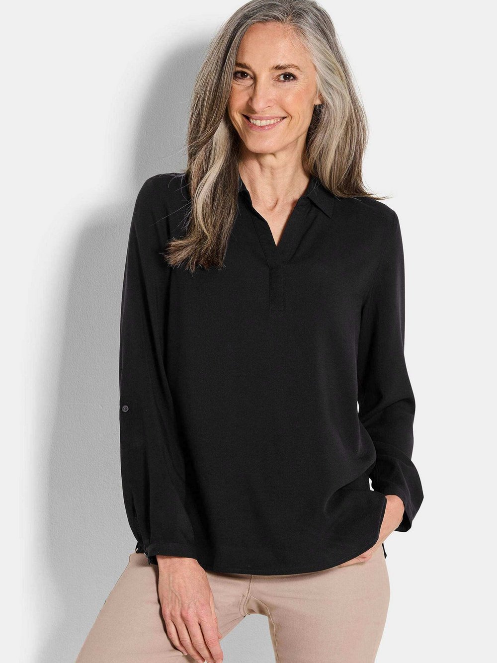 Goldner Schlupfbluse Damen Viskose schwarz, 52