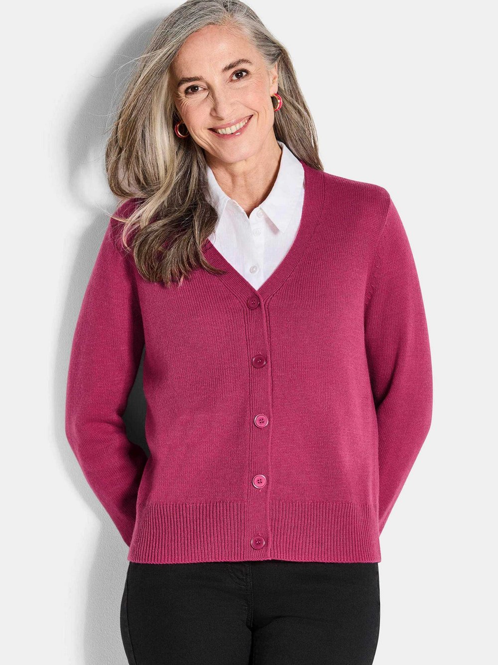 Goldner Strickjacke Damen Schurwolle pink, 38