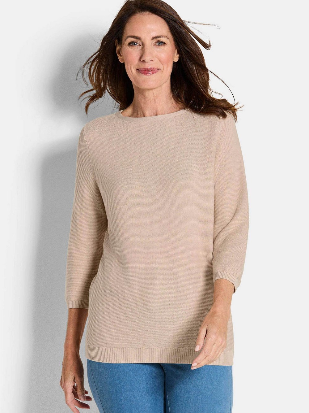 Goldner Strickpullover Damen Baumwolle beige, 48