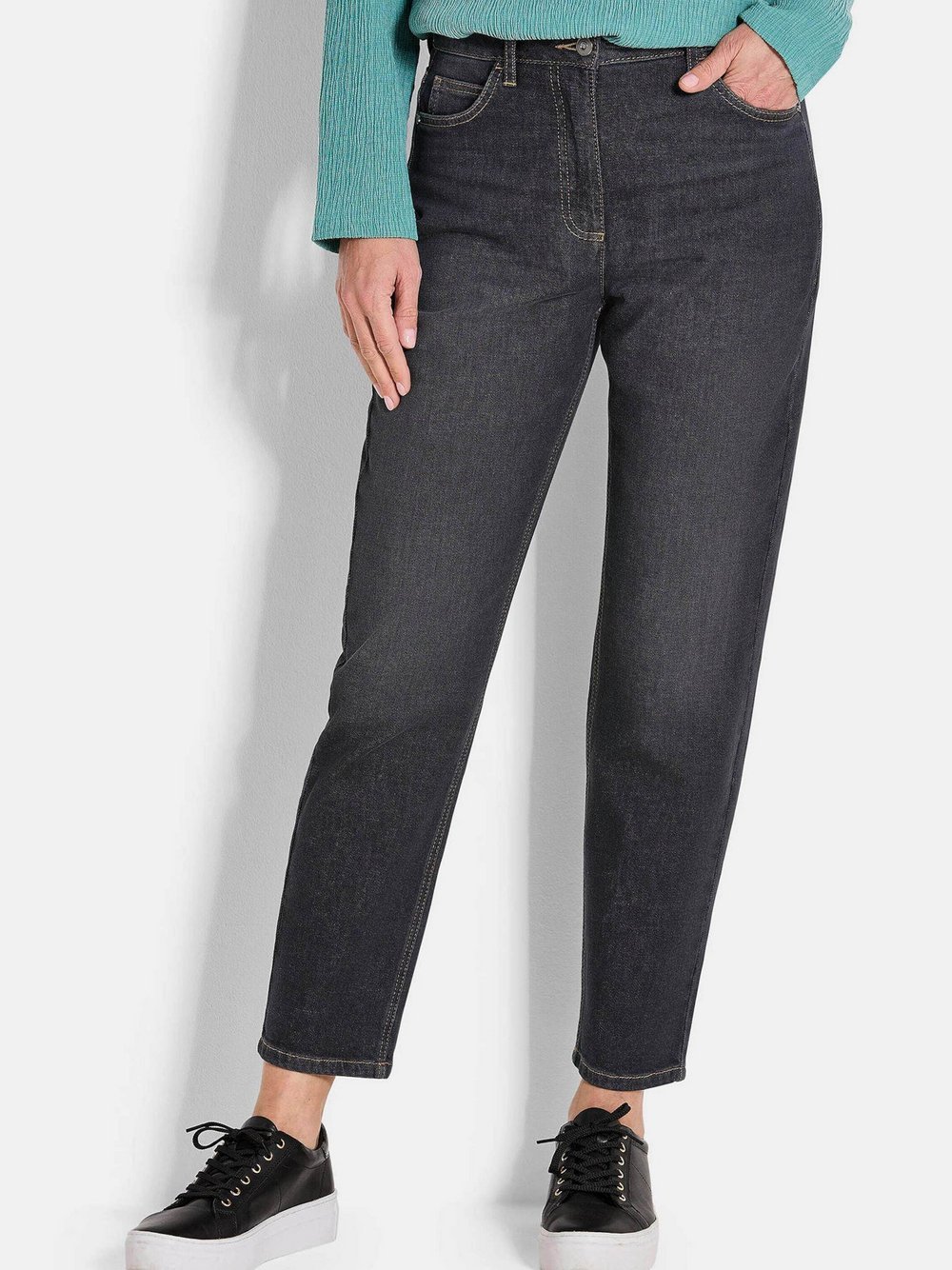 Goldner Jeans Damen Baumwolle schwarz, 46