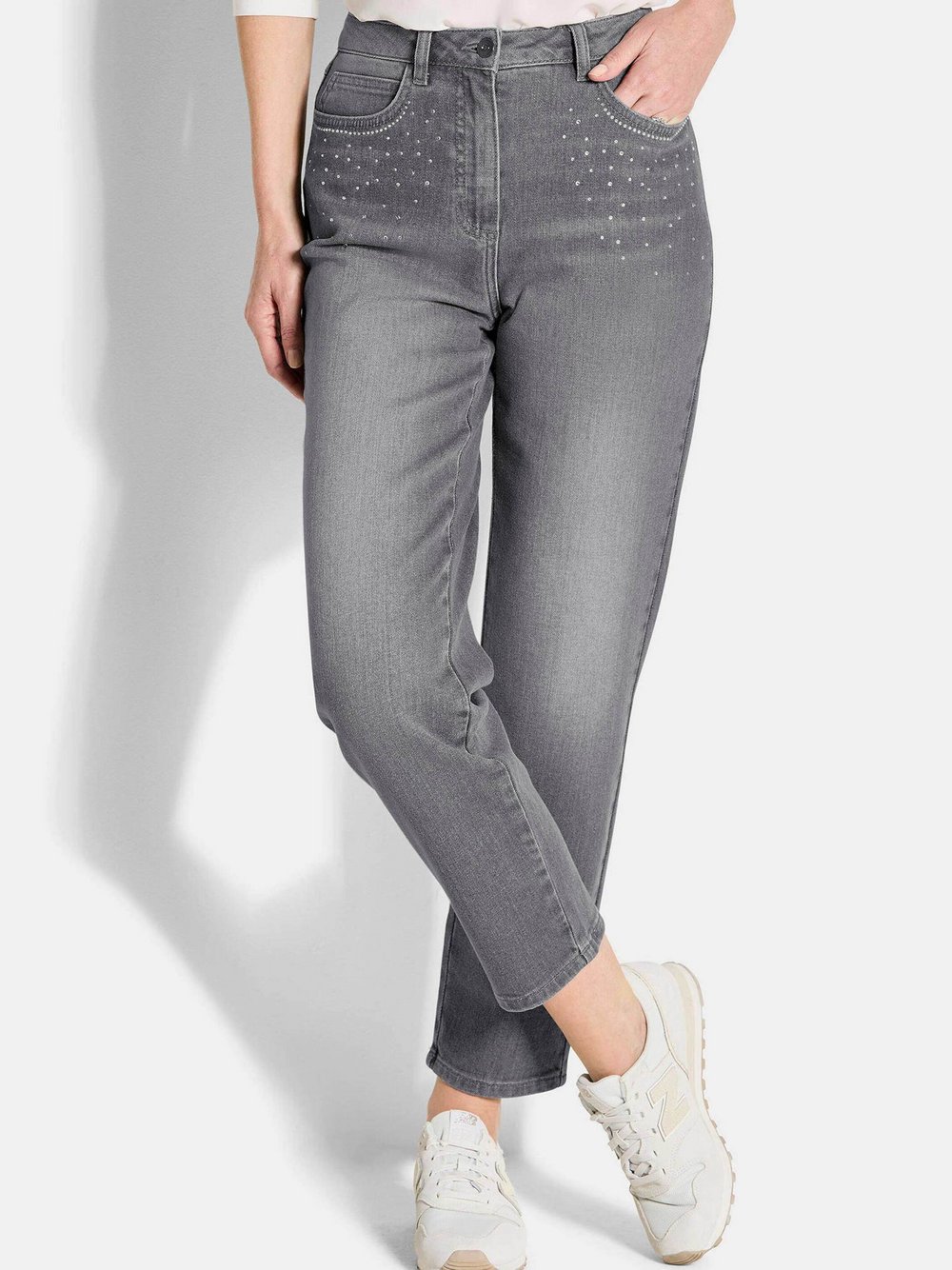 Goldner Jeans Damen Baumwolle grau, 44