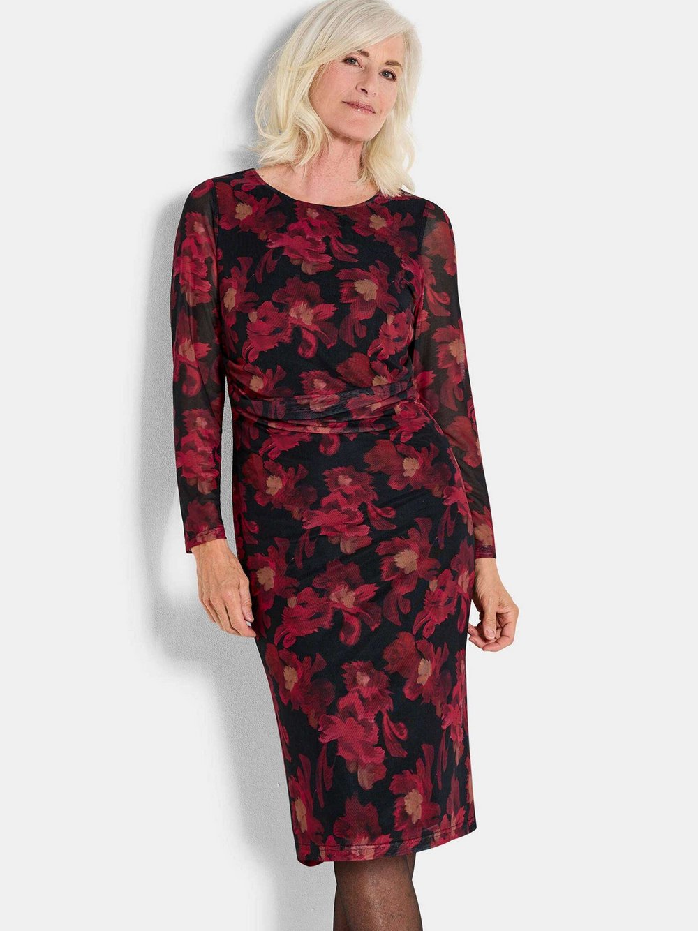 Thumbnail - Goldner Kleid Damen schwarz gemustert, 38