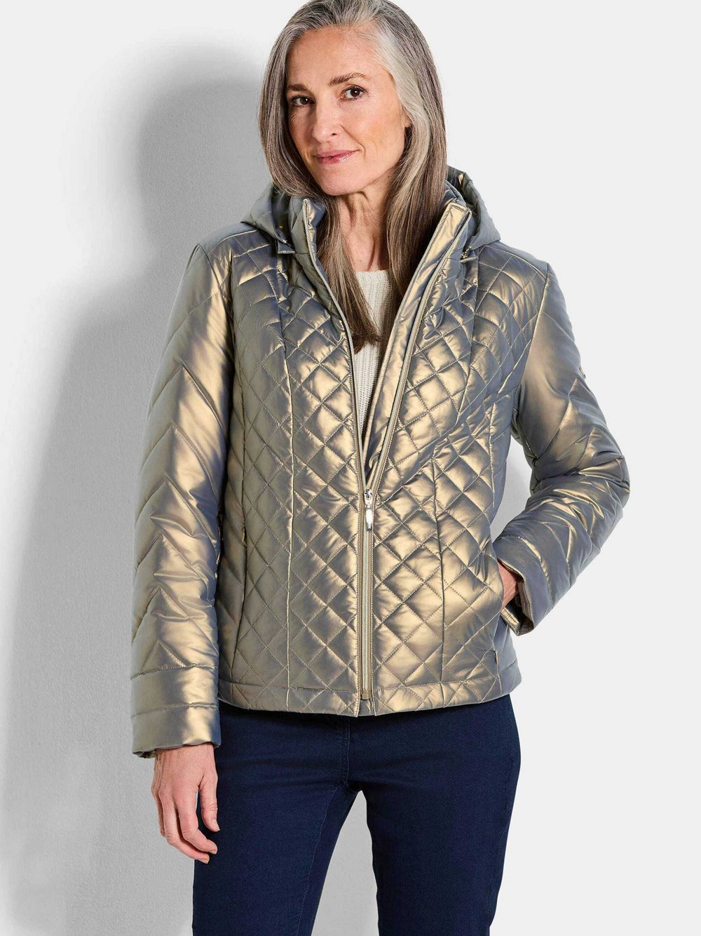 Goldner Steppjacke Damen Polyamid gelb, 50