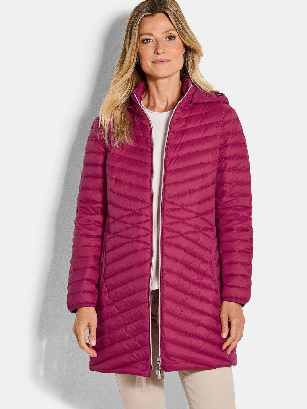 Goldner Steppmantel Damen Polyamid rot, 40