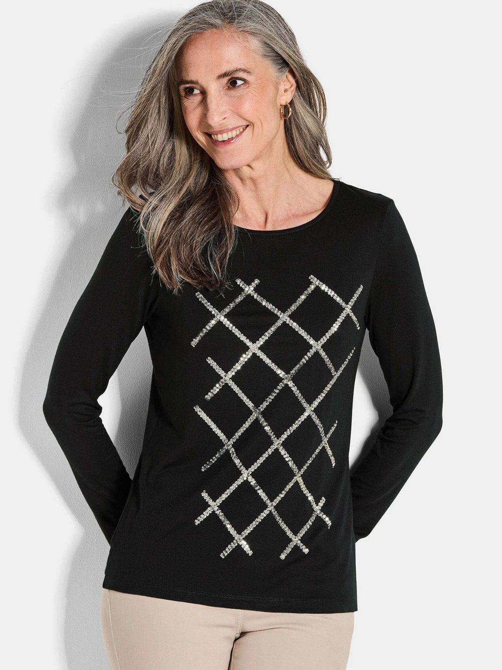 Goldner Shirt Damen Viskose schwarz, 40