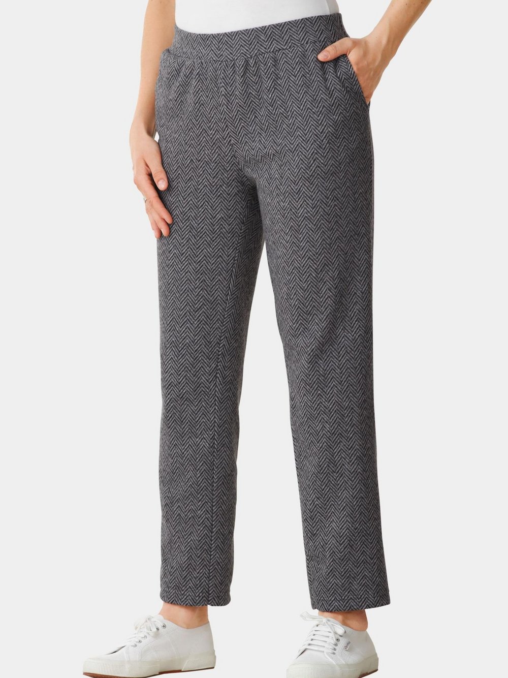 Goldner Loungehose Damen Baumwolle grau gemustert, 54