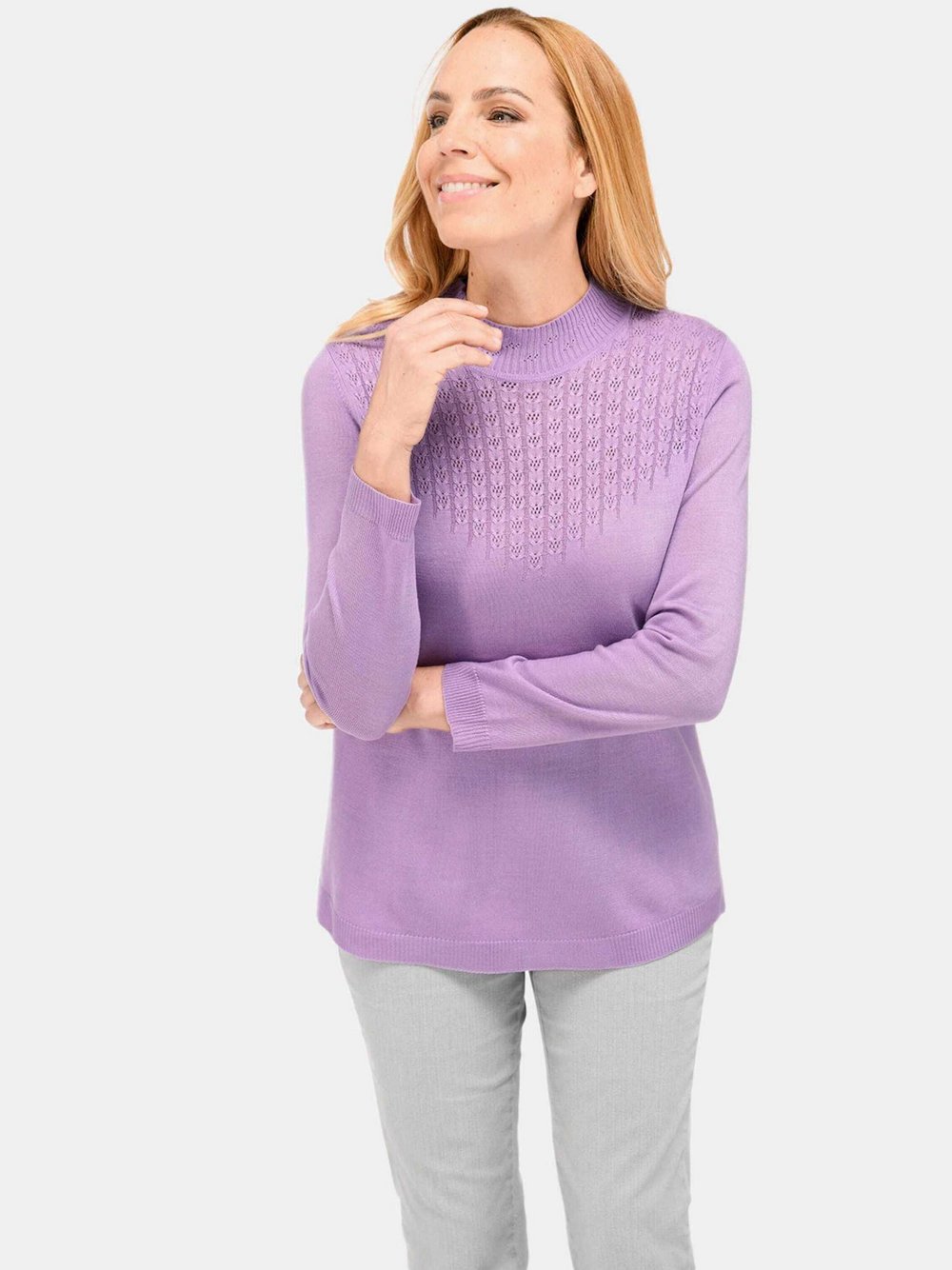 Goldner Strickpullover Damen lila, 48