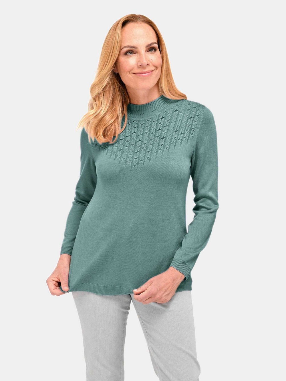 Goldner Strickpullover Damen grün, 46