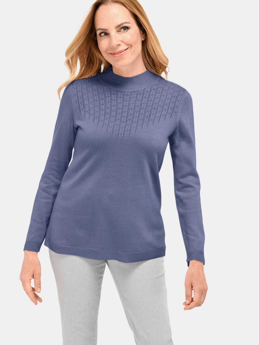 Goldner Strickpullover Damen blau, 38