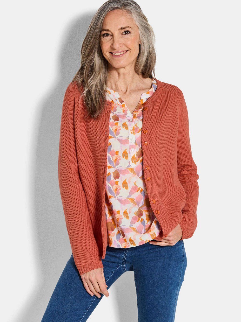 Goldner Strickjacke Damen Baumwolle orange, 40