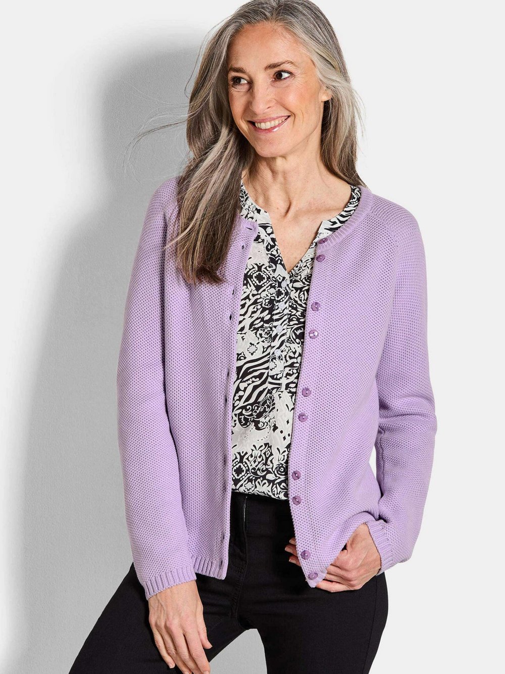 Goldner Strickjacke Damen Baumwolle lila, 38