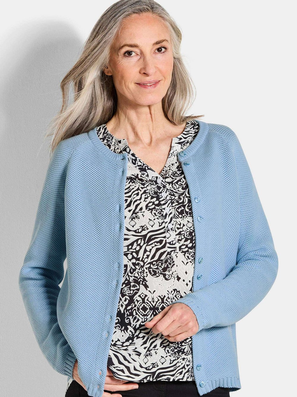 Goldner Strickjacke Damen Baumwolle blau, 40