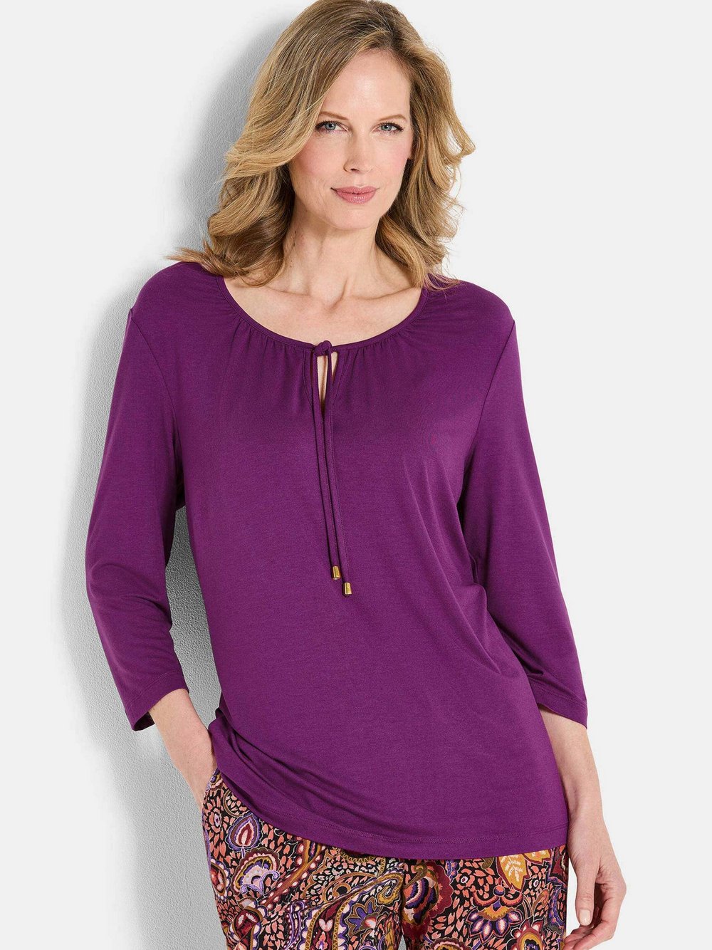 Goldner Blusenshirt Damen Viskose lila, 38