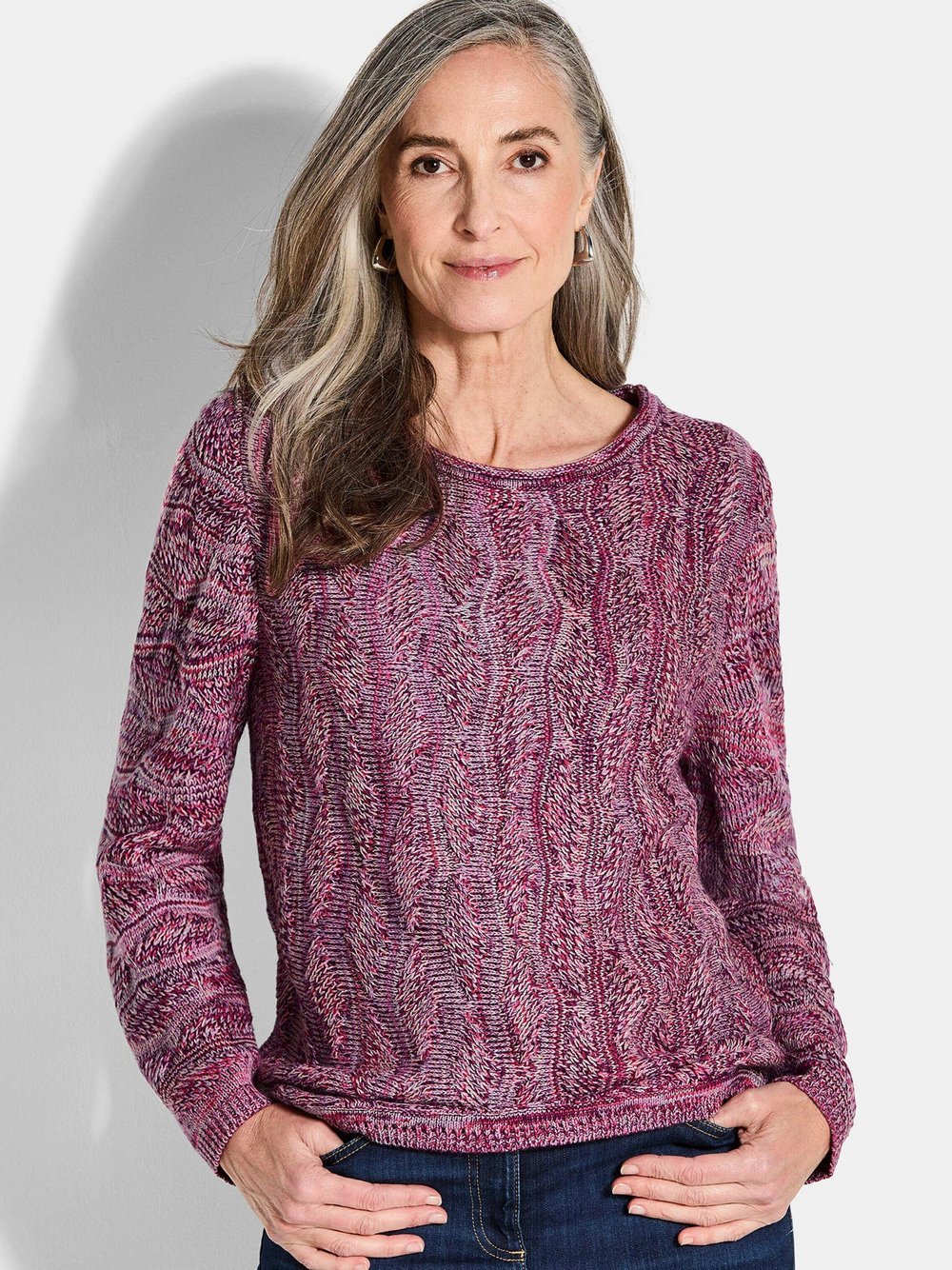 Goldner Strickpullover Damen mehrfarbig meliert, 42