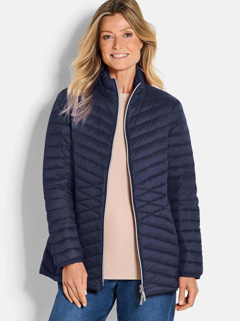 Goldner Steppjacke Damen Polyamid blau, 38