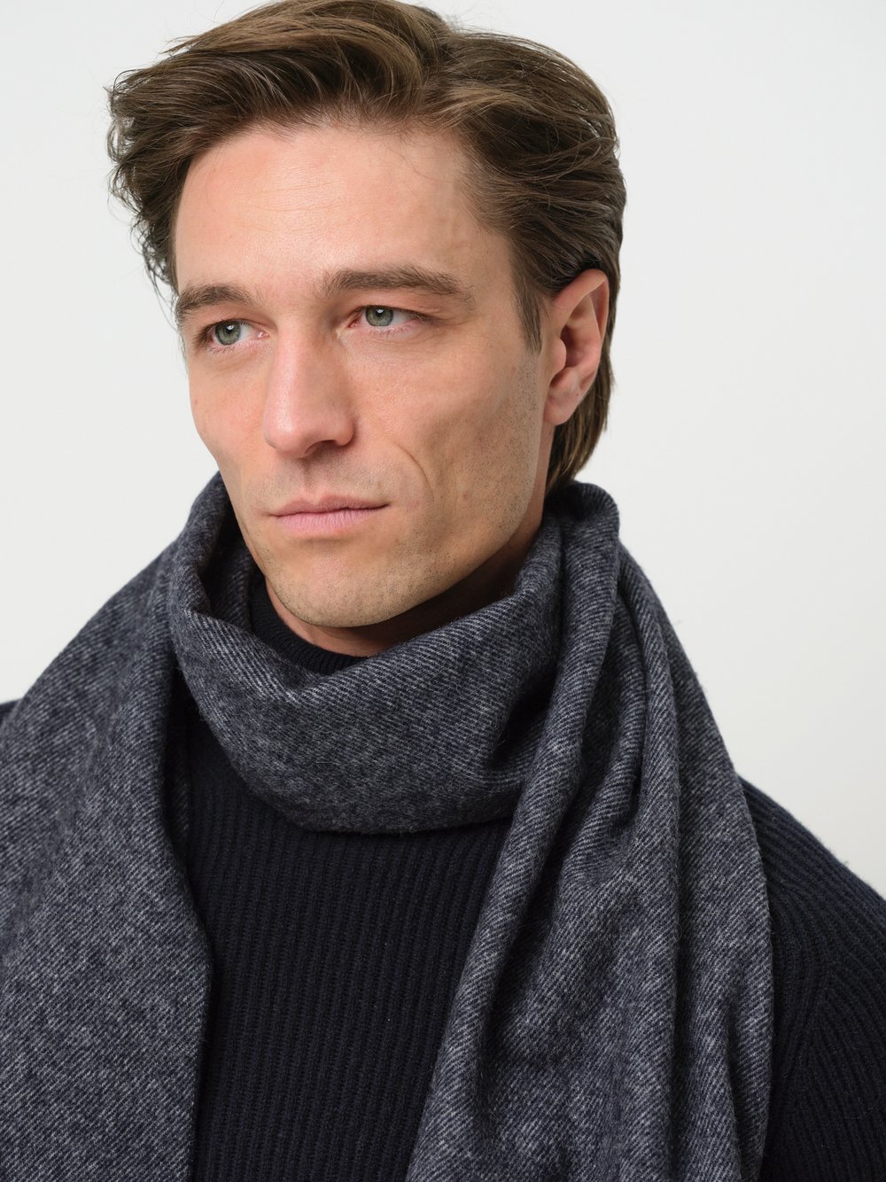 Profuomo Schal Herren Lambswool blau, ONE SIZE