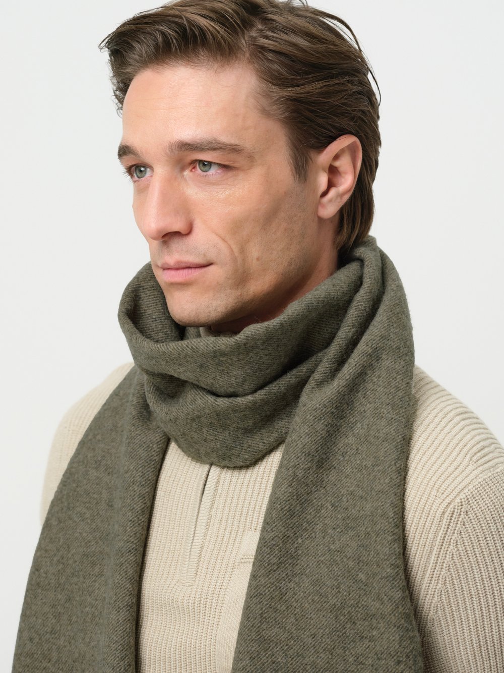 Profuomo Schal Herren Lambswool grün, ONE SIZE