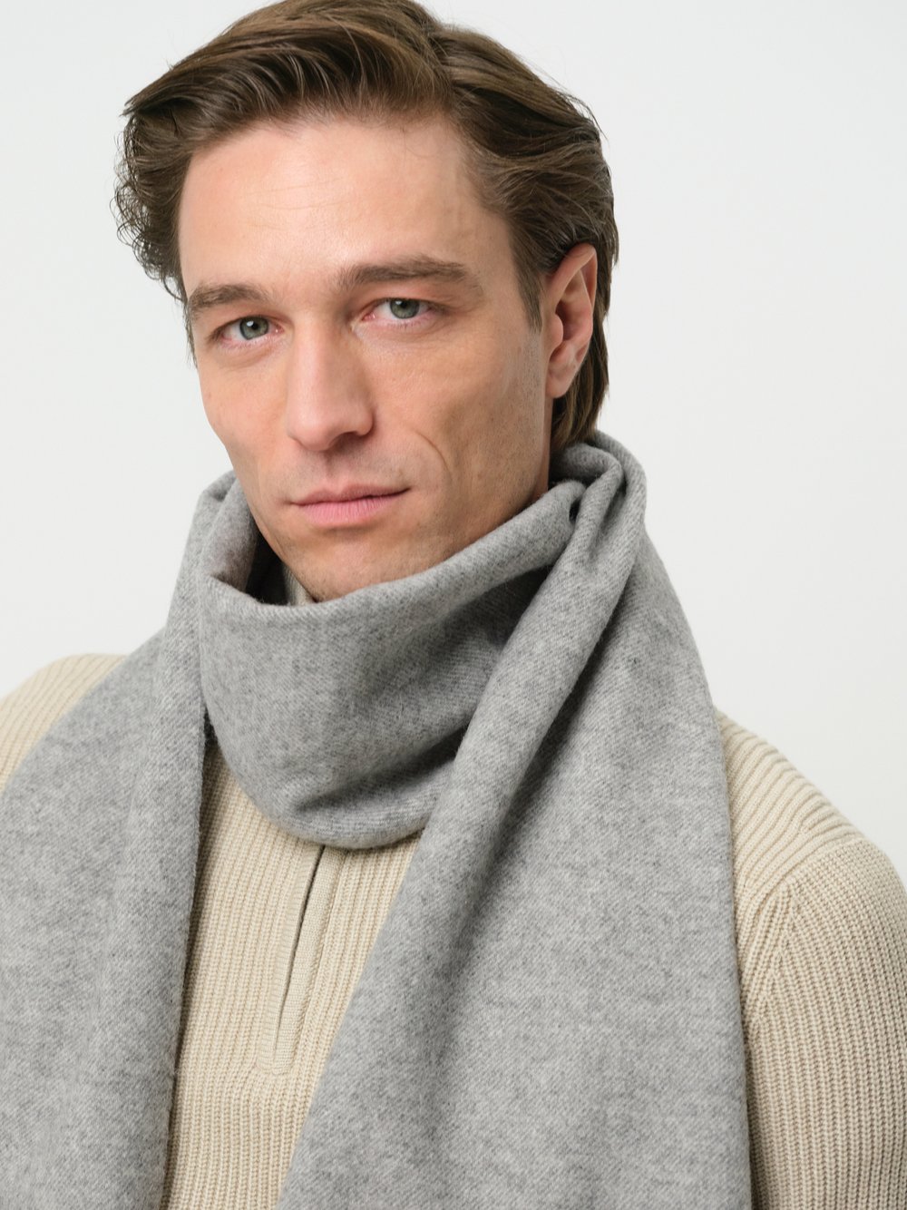 Profuomo Schal Herren Lambswool grau, ONE SIZE