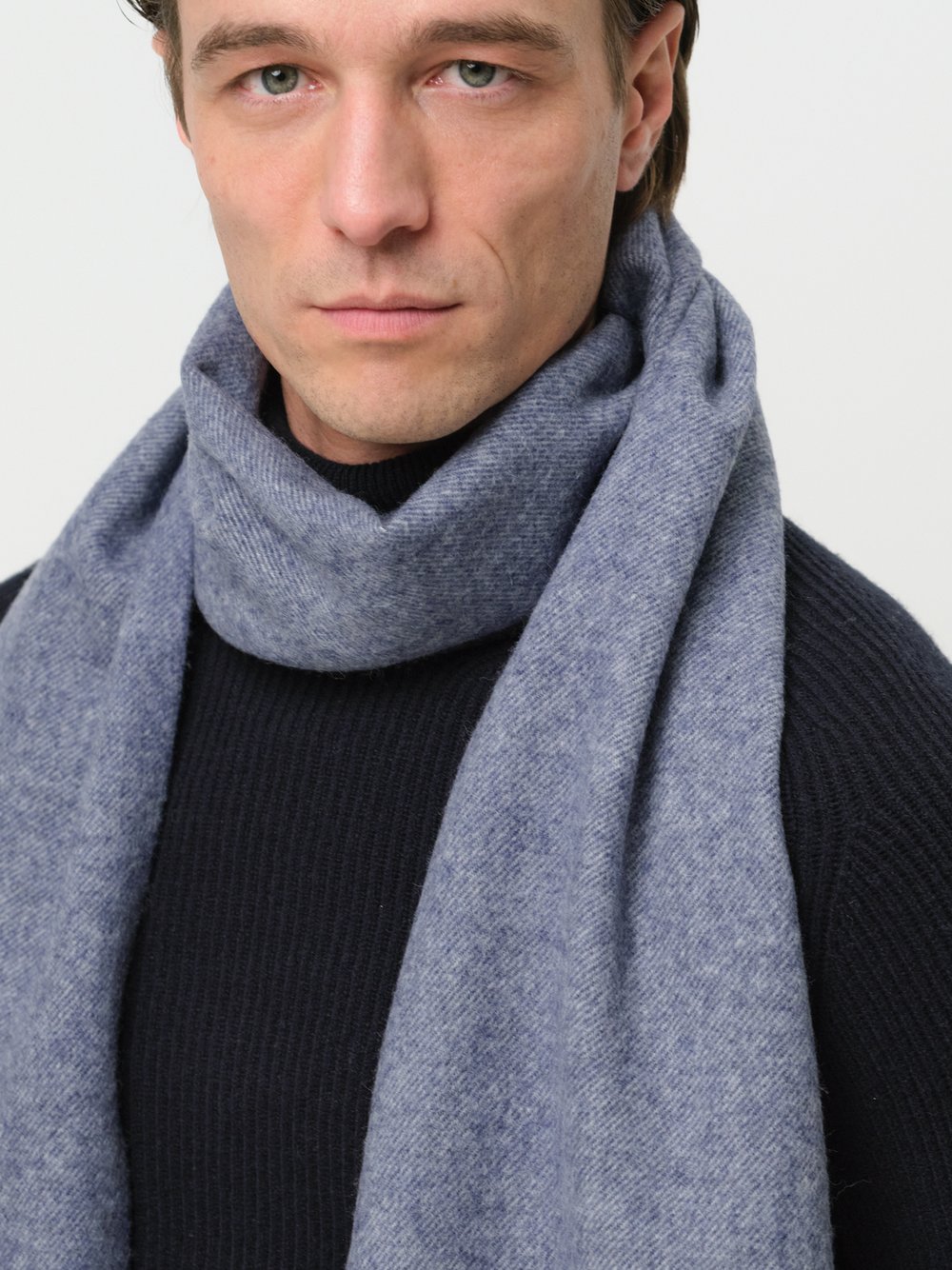 Profuomo Schal Herren Lambswool blau, ONE SIZE
