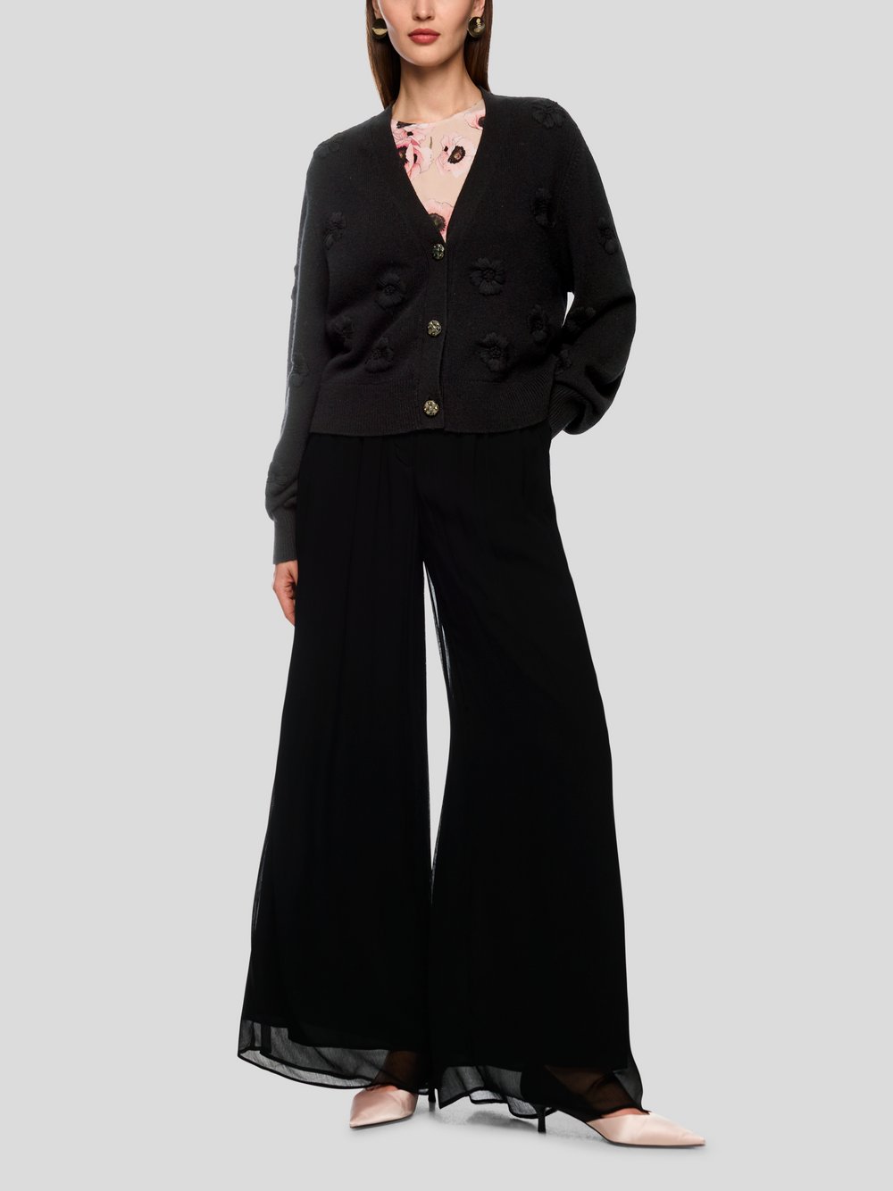 Marc Cain Cardigan Damen Schurwolle schwarz gemustert, 38