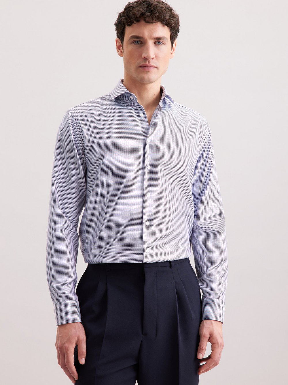 Seidensticker Business Hemd Herren Regular Fit Baumwolle rot gemustert, 45